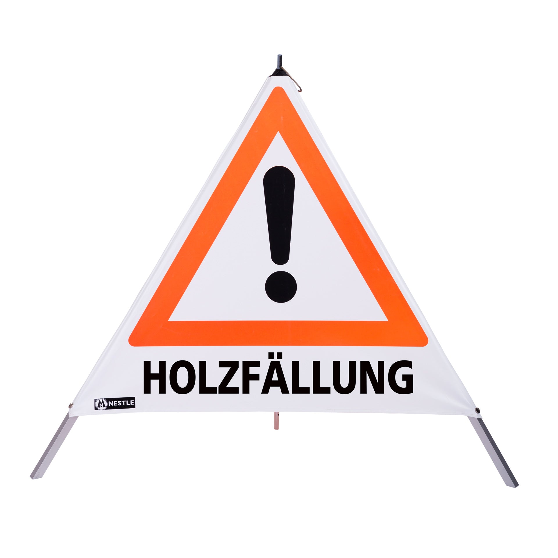 NESTLE Warnpyramide 90 cm, Achtung (VZ101), weiß, mit Mittelfuß NESTLE Warnpyramide 90 cm, Achtung (VZ101), weiß, mit Mittelfuß